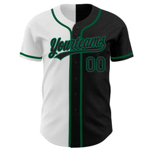 Load image into Gallery viewer, Custom Black Black White-Kelly Green Authentic Split Fashion Baseball Jersey