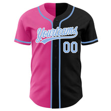 Load image into Gallery viewer, Custom Black Light Blue-Pink Authentic Split Fashion Baseball Jersey