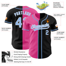 Load image into Gallery viewer, Custom Black Light Blue-Pink Authentic Split Fashion Baseball Jersey