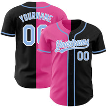 Load image into Gallery viewer, Custom Black Light Blue-Pink Authentic Split Fashion Baseball Jersey