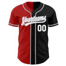 Load image into Gallery viewer, Custom Black White Red-Gray Authentic Split Fashion Baseball Jersey