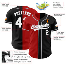 Load image into Gallery viewer, Custom Black White Red-Gray Authentic Split Fashion Baseball Jersey