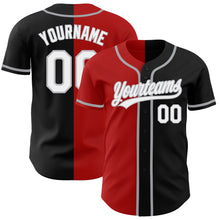 Load image into Gallery viewer, Custom Black White Red-Gray Authentic Split Fashion Baseball Jersey