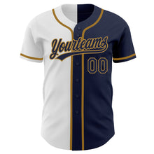 Load image into Gallery viewer, Custom Navy Navy White-Old Gold Authentic Split Fashion Baseball Jersey