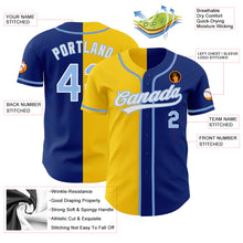 Load image into Gallery viewer, Custom Royal Light Blue-Yellow Authentic Split Fashion Baseball Jersey