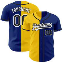 Load image into Gallery viewer, Custom Royal Black-Yellow Authentic Split Fashion Baseball Jersey