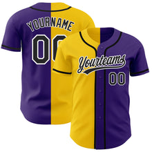 Load image into Gallery viewer, Custom Purple Black-Yellow Authentic Split Fashion Baseball Jersey