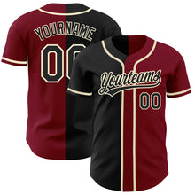 Load image into Gallery viewer, Custom Crimson Black-Cream Authentic Split Fashion Baseball Jersey