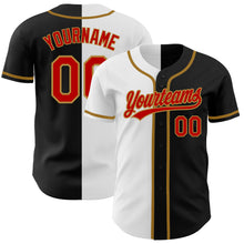 Load image into Gallery viewer, Custom Black Red White-Old Gold Authentic Split Fashion Baseball Jersey
