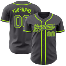 Load image into Gallery viewer, Custom Steel Gray Neon Green Authentic Baseball Jersey