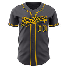 Load image into Gallery viewer, Custom Steel Gray Black-Gold Authentic Baseball Jersey