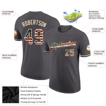 Load image into Gallery viewer, Custom Steel Gray Vintage USA Flag-City Cream Performance T-Shirt