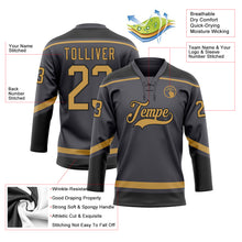 Load image into Gallery viewer, Custom Steel Gray Old Gold-Black Hockey Lace Neck Jersey