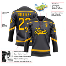 Load image into Gallery viewer, Custom Steel Gray Gold-Black Hockey Lace Neck Jersey