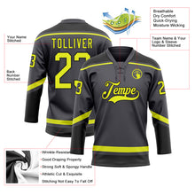 Load image into Gallery viewer, Custom Steel Gray Neon Yellow-Black Hockey Lace Neck Jersey
