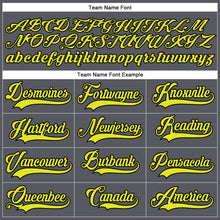 Load image into Gallery viewer, Custom Steel Gray Neon Yellow-Black Hockey Lace Neck Jersey