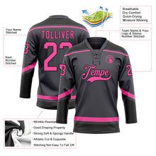 Load image into Gallery viewer, Custom Steel Gray Pink-Black Hockey Lace Neck Jersey