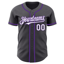 Load image into Gallery viewer, Custom Steel Gray White-Purple Authentic Baseball Jersey