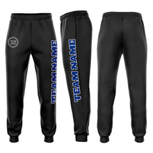 Load image into Gallery viewer, Custom Black Royal-White Fleece Jogger Sweatpants