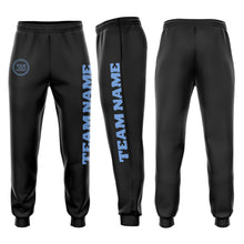 Load image into Gallery viewer, Custom Black Light Blue Fleece Jogger Sweatpants