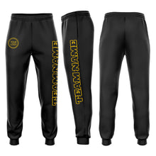 Load image into Gallery viewer, Custom Black Black-Gold Fleece Jogger Sweatpants