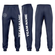 Load image into Gallery viewer, Custom Navy White Fleece Jogger Sweatpants