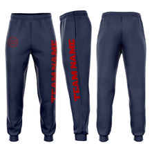 Load image into Gallery viewer, Custom Navy Red Fleece Jogger Sweatpants