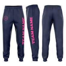 Load image into Gallery viewer, Custom Navy Pink Fleece Jogger Sweatpants