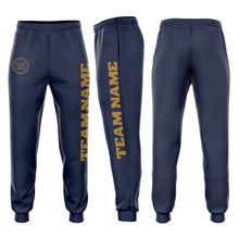 Load image into Gallery viewer, Custom Navy Old Gold Fleece Jogger Sweatpants