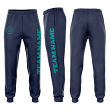 Load image into Gallery viewer, Custom Navy Aqua Fleece Jogger Sweatpants