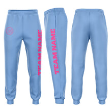 Load image into Gallery viewer, Custom Light Blue Pink Fleece Jogger Sweatpants