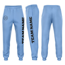 Load image into Gallery viewer, Custom Light Blue Black Fleece Jogger Sweatpants