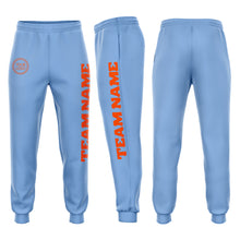 Load image into Gallery viewer, Custom Light Blue Orange Fleece Jogger Sweatpants
