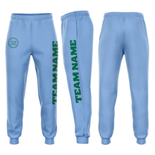 Load image into Gallery viewer, Custom Light Blue Kelly Green Fleece Jogger Sweatpants