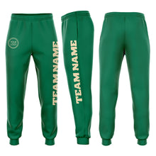 Load image into Gallery viewer, Custom Kelly Green Cream Fleece Jogger Sweatpants