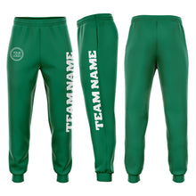 Load image into Gallery viewer, Custom Kelly Green White Fleece Jogger Sweatpants