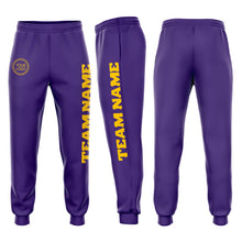 Load image into Gallery viewer, Custom Purple Gold Fleece Jogger Sweatpants