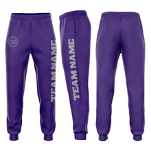 Load image into Gallery viewer, Custom Purple Gray Fleece Jogger Sweatpants