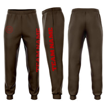 Load image into Gallery viewer, Custom Brown Red Fleece Jogger Sweatpants