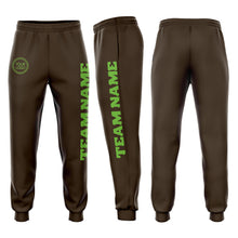 Load image into Gallery viewer, Custom Brown Neon Green Fleece Jogger Sweatpants