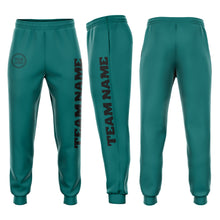 Load image into Gallery viewer, Custom Aqua Black Fleece Jogger Sweatpants