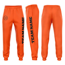 Load image into Gallery viewer, Custom Orange Black Fleece Jogger Sweatpants