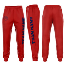 Load image into Gallery viewer, Custom Red Navy Fleece Jogger Sweatpants