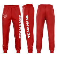 Load image into Gallery viewer, Custom Red White Fleece Jogger Sweatpants