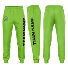 Load image into Gallery viewer, Custom Neon Green Black Fleece Jogger Sweatpants