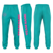 Load image into Gallery viewer, Custom Aqua Pink Fleece Jogger Sweatpants
