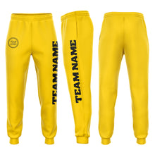 Load image into Gallery viewer, Custom Gold Black Fleece Jogger Sweatpants