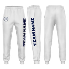 Load image into Gallery viewer, Custom White Navy Fleece Jogger Sweatpants