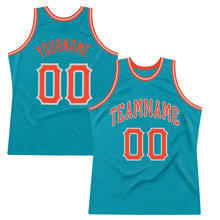 Load image into Gallery viewer, Custom Teal Orange-Gray Authentic Throwback Basketball Jersey