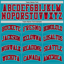 Load image into Gallery viewer, Custom Teal Red-Black Authentic Throwback Basketball Jersey